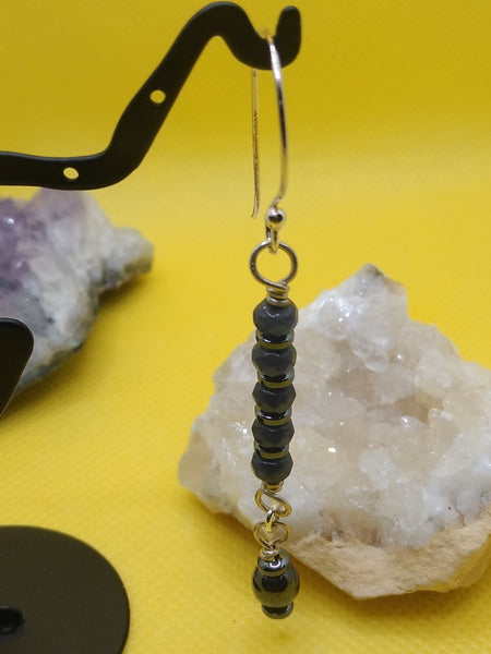 Iolite and Hematite Earrings