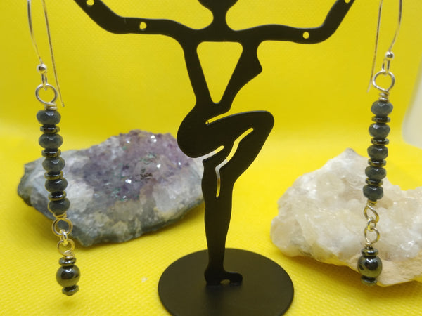 Iolite and Hematite Earrings