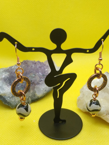 Tibetan Zebra Agate Earrings
