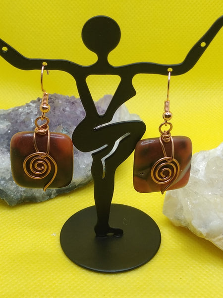 Copper and Agate Earrings