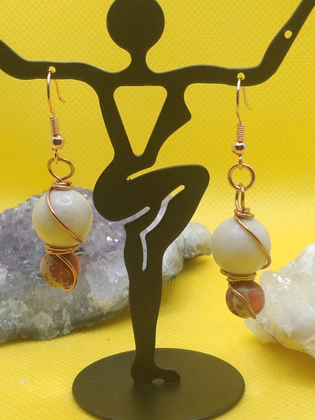 Riverstone and Red Imperial Jasper Earrings