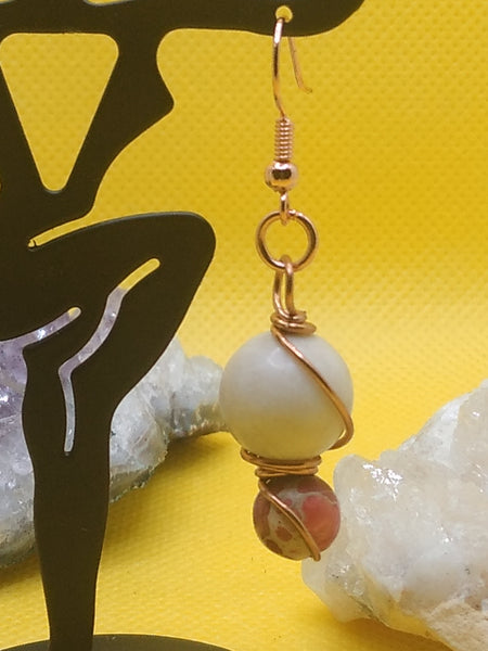 Riverstone and Red Imperial Jasper Earrings