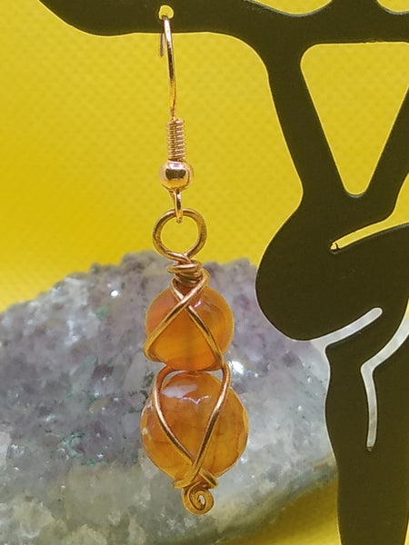 Carnelian and Copper Earrings