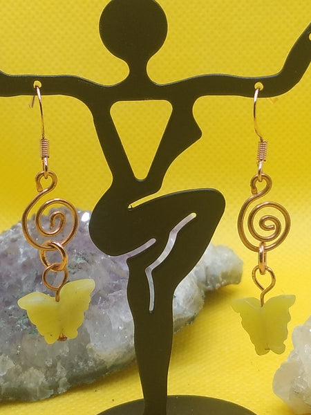 Copper and Jade Earrings