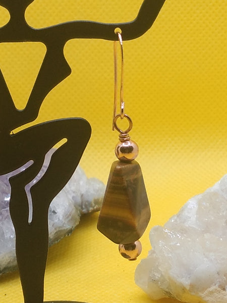 Copper and Tiger Eye Earrings