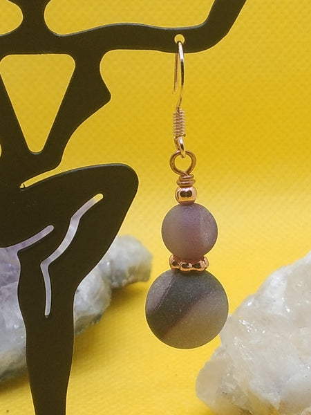 Purple Druzy and Copper Earrings