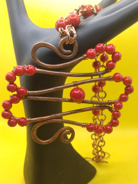 Copper and Coral Necklace