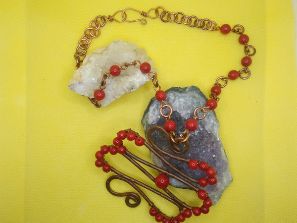 Copper and Coral Necklace